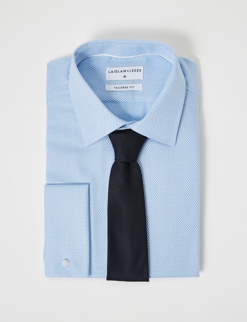 Laidlaw + Leeds Long-Sleeve Jacquard Shirt, French Cuff, Light Blue product photo View 02 L