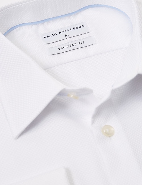 Laidlaw + Leeds Long-Sleeve Jacquard Shirt, French Cuff, White product photo View 03 L