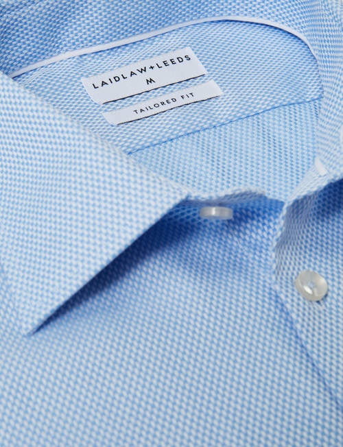 Laidlaw + Leeds Long-Sleeve Jacquard Shirt, French Cuff, Light Blue product photo View 03 L