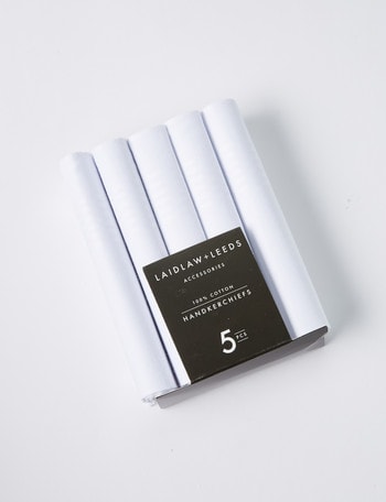Laidlaw + Leeds Hankies, 5-Pack Gift Box, White product photo