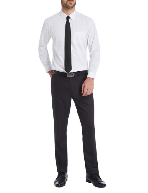 Chisel Formal Flat Front Herringbone Pant, Classic Fit, Charcoal Grey product photo View 03 L