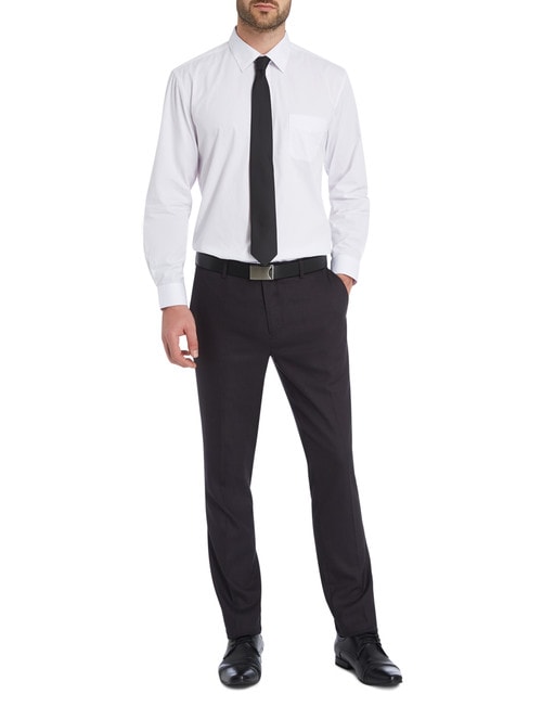Chisel Formal Flat Front Herringbone Pant, Tailored Fit, Charcoal Grey product photo View 03 L