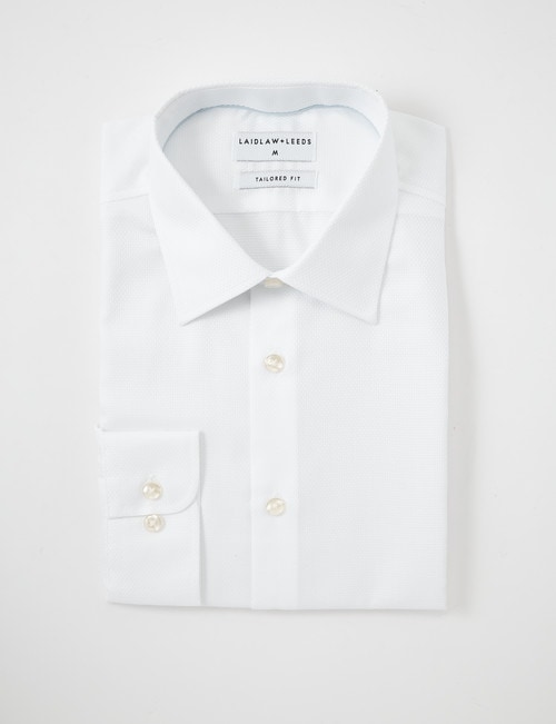 Laidlaw + Leeds Long-Sleeve Jacquard Shirt, White product photo