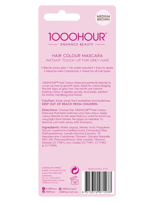 1000HR Hair Colour Mascara, Medium Brown product photo View 03 L