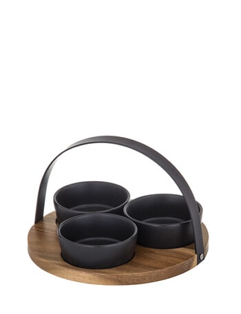 Davis & Waddell Fine Foods Dip Bowls with Acacia Tray Set product photo