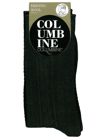 Columbine Waffle Diamond Chunky Merino Crew Sock, Black product photo
