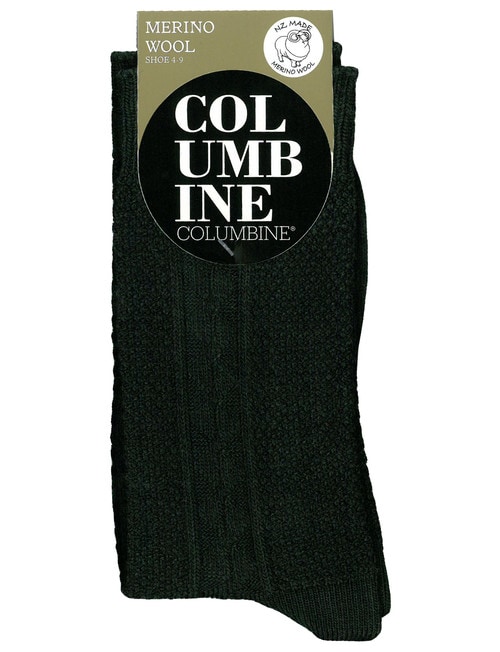 Columbine Waffle Diamond Chunky Merino Crew Sock, Black product photo