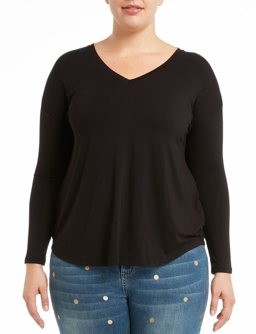 Bodycode Curve Long Sleeve Boxy T- Shirt, Black product photo