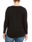 Bodycode Curve Long Sleeve Boxy T- Shirt, Black product photo View 02 S