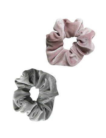 Mae Elastics, Scrunchies, Pink & Grey, Set-of-2 product photo