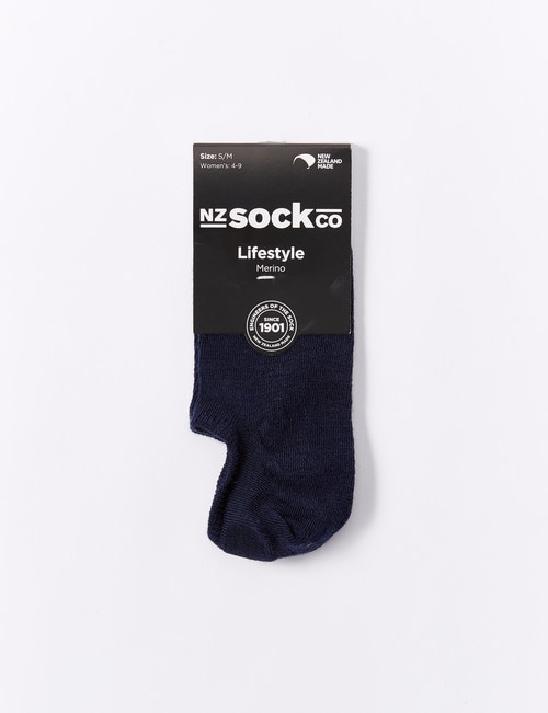 NZ Sock Co. Merino Sneaker Liner Sock, Navy, 4-9 product photo