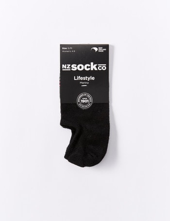 NZ Sock Co. Merino Sneaker Liner Sock, Black product photo