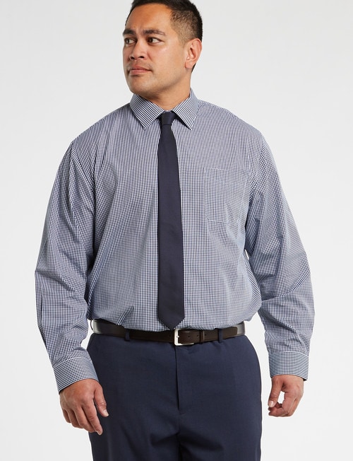 Chisel King Long-Sleeve Mini Check Shirt, Navy product photo