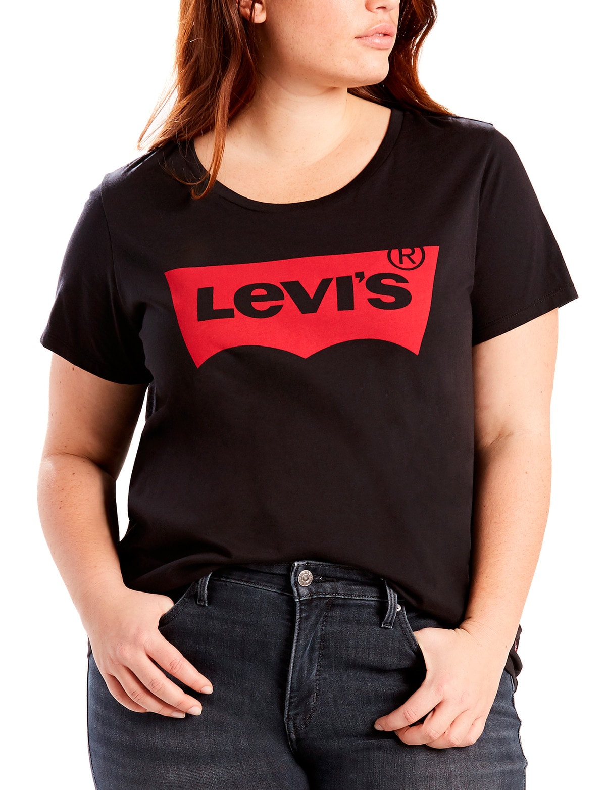 Levis Plus Crew Neck Short-Sleeve T-Shirt, Black - Tops