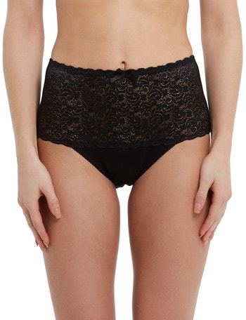 Lyric Cotton & Lace Top Full Brief, Black product photo