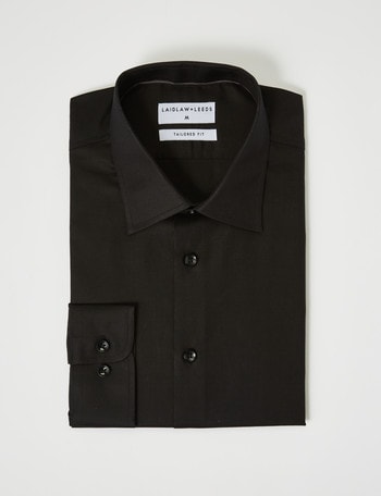 Laidlaw + Leeds Long-Sleeve Twill Shirt, Regular Cuff, Black product photo