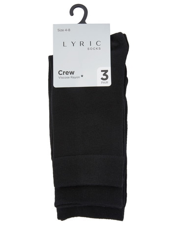 Lyric Viscose Blend Crew Sock, 3 Pack, Black product photo