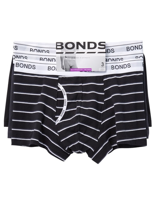 Bonds Guyfront Trunk, 3-Pack, Stripe & Plain, Black product photo View 03 L