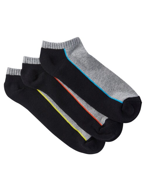 Gym Equipment Cotton Blend Cushion Sole Sneaker Sock, 3-Pack, Black product photo View 02 L