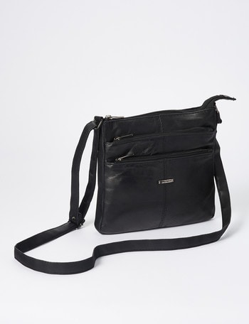 Milano Triple Zip Crossbody Bag, Black product photo