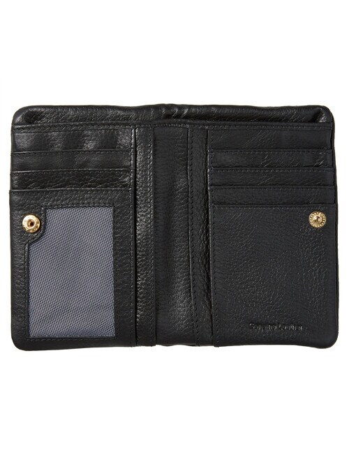 Carte Leather Zip & Dome Wallet, Black - Wallets