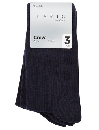 Lyric Cotton Crew Sock, 3-Pack, Navy product photo