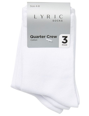 Lyric Cotton Quarter Crew Sock, 3-Pack, White product photo