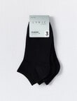 Lyric Cotton Anklet Sock, 3-Pack, Black product photo View 02 S