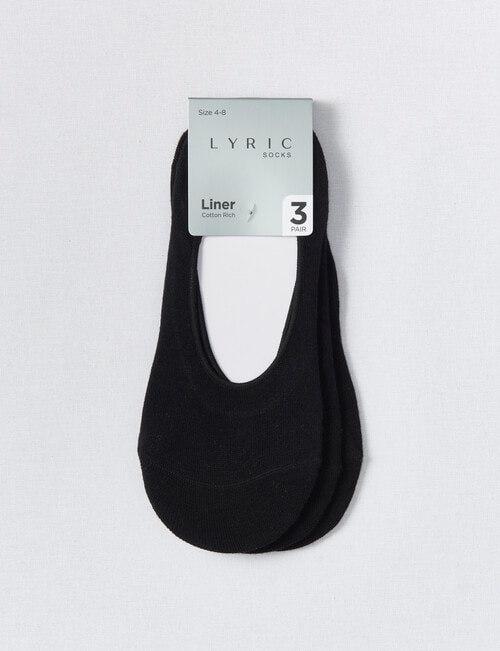 Lyric Cotton Low-Cut Liner Sock, 3-Pack, Black product photo View 02 L