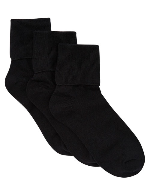 Lyric Cotton Turn Over Top Sock, 3-Pack, Black product photo View 02 L