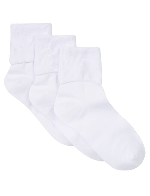 Lyric Cotton Turn Over Top Sock, 3-Pack, White product photo