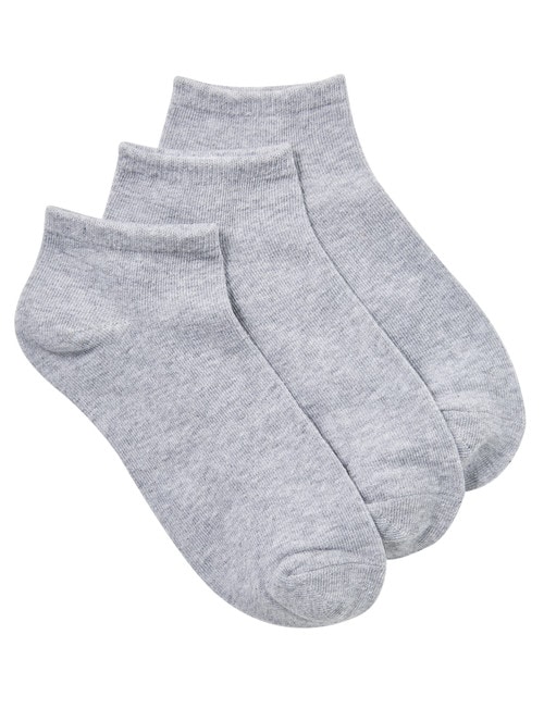 Lyric Cotton Anklet Sock, 3-Pack, Grey Marle product photo View 02 L