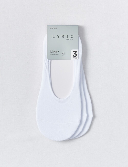 Lyric Cotton Low-Cut Liner Sock, 3-Pack, White product photo View 02 L