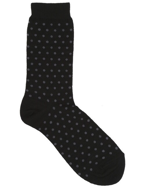 Columbine Colour Spot Wool Crew Sock, Black & Grey product photo View 02 L