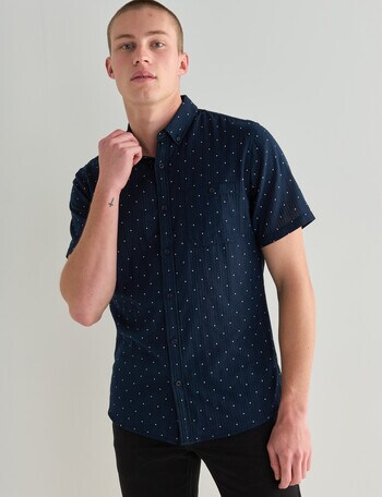 Tarnish Double Layer Dot Shirt, Navy product photo