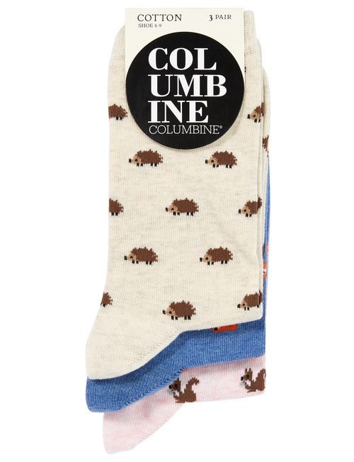 Columbine Crew Sock, 3-Pack, Woodland Animals product photo
