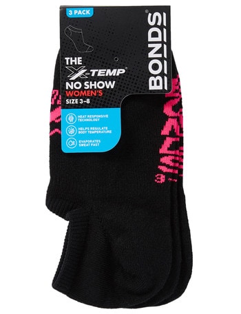 Bonds X-Temp No-Show Sock, 3-Pack, Black product photo