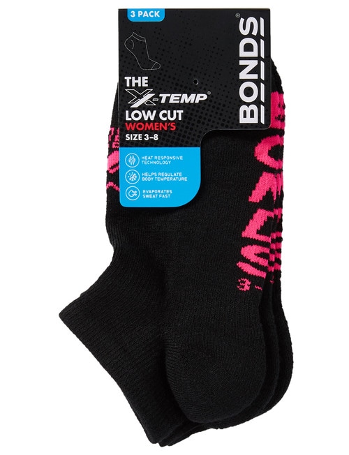 Bonds X-Temp Low-Cut Sock, 3-Pack, Black product photo