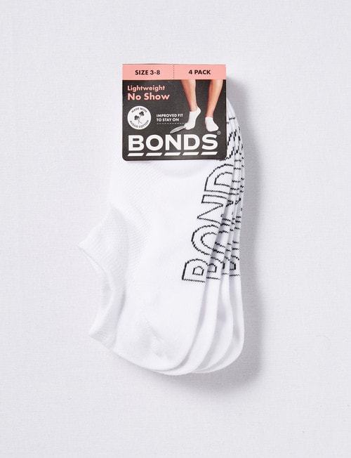 Bonds Logo Light No-Show Sock, 4-Pack, White product photo View 02 L