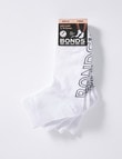 Bonds Logo Light Quarter Crew Sock, 4-Pack, White product photo View 02 S