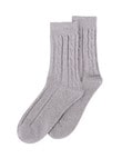 Levante Nina Cable Wool Crew Sock, Grey Marle product photo View 02 S