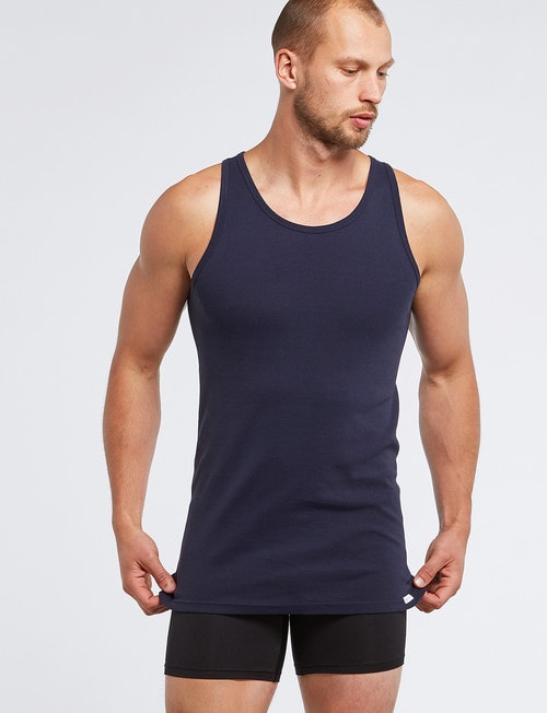 Mazzoni Cotton Rib Singlet, Navy product photo