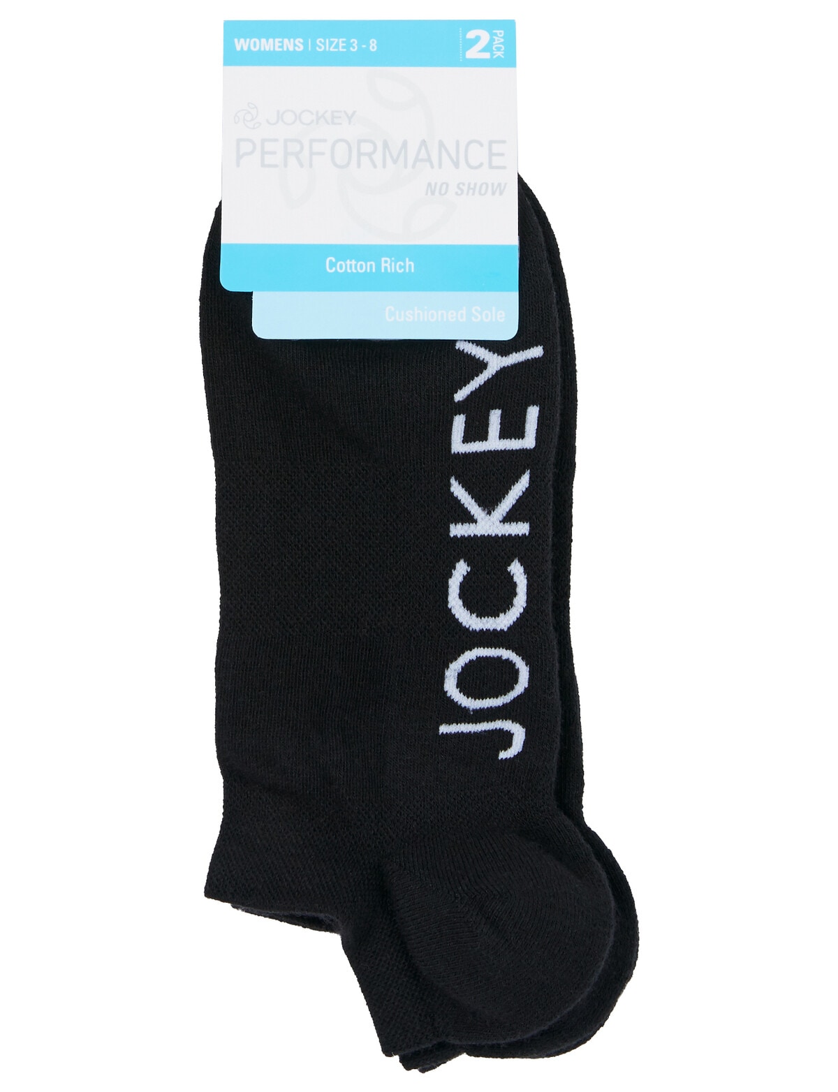 Jockey Woman Performance NoShow Sock, 2Pack, Black Socks
