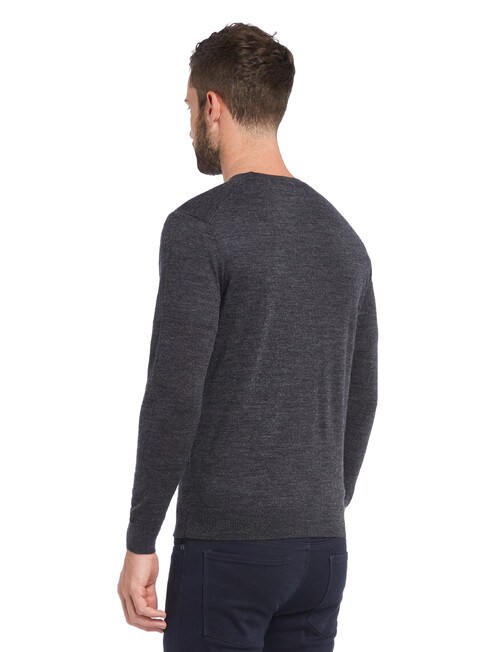 North South Merino Crew Neck Jumper, Charcoal product photo View 02 L
