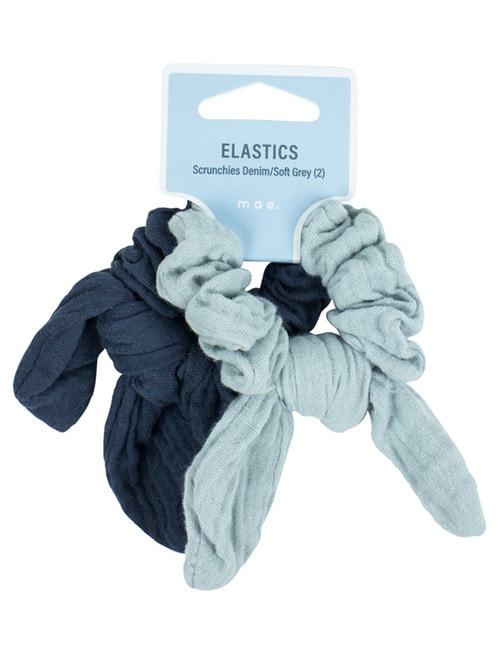 Mae Elastics Scrunchies Muslin Denim/Soft Grey 2-pack product photo