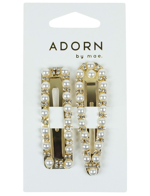 Adorn by Mae Pearl/Diamante One Touch Clips, 2-pack product photo