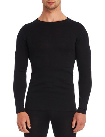 Superfit Merino Rib Long Sleeve Crew Neck Top , Black product photo