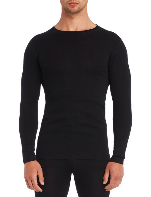 Superfit Merino Rib Long Sleeve Crew Neck Top , Black product photo