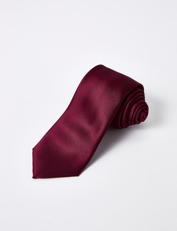 Laidlaw + Leeds Plain Satin Tie, 7cm, Burgundy product photo