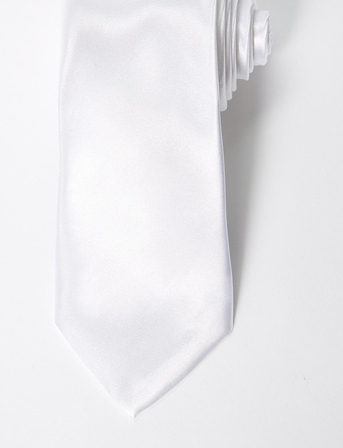 Laidlaw + Leeds Plain Satin Tie, 7cm, White product photo View 02 L